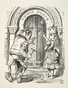 アリス女王とカエルのイラスト、ルイスキャロル作「Looking Glass」（1832〜98）、1872年 作： John Tenniel